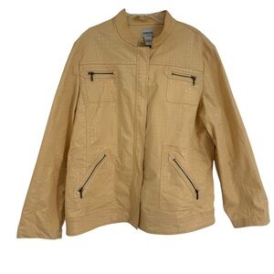 Chico's Women's Size 3 (XL) Jacket Full Zip Leather-look Butter-yellow Coat